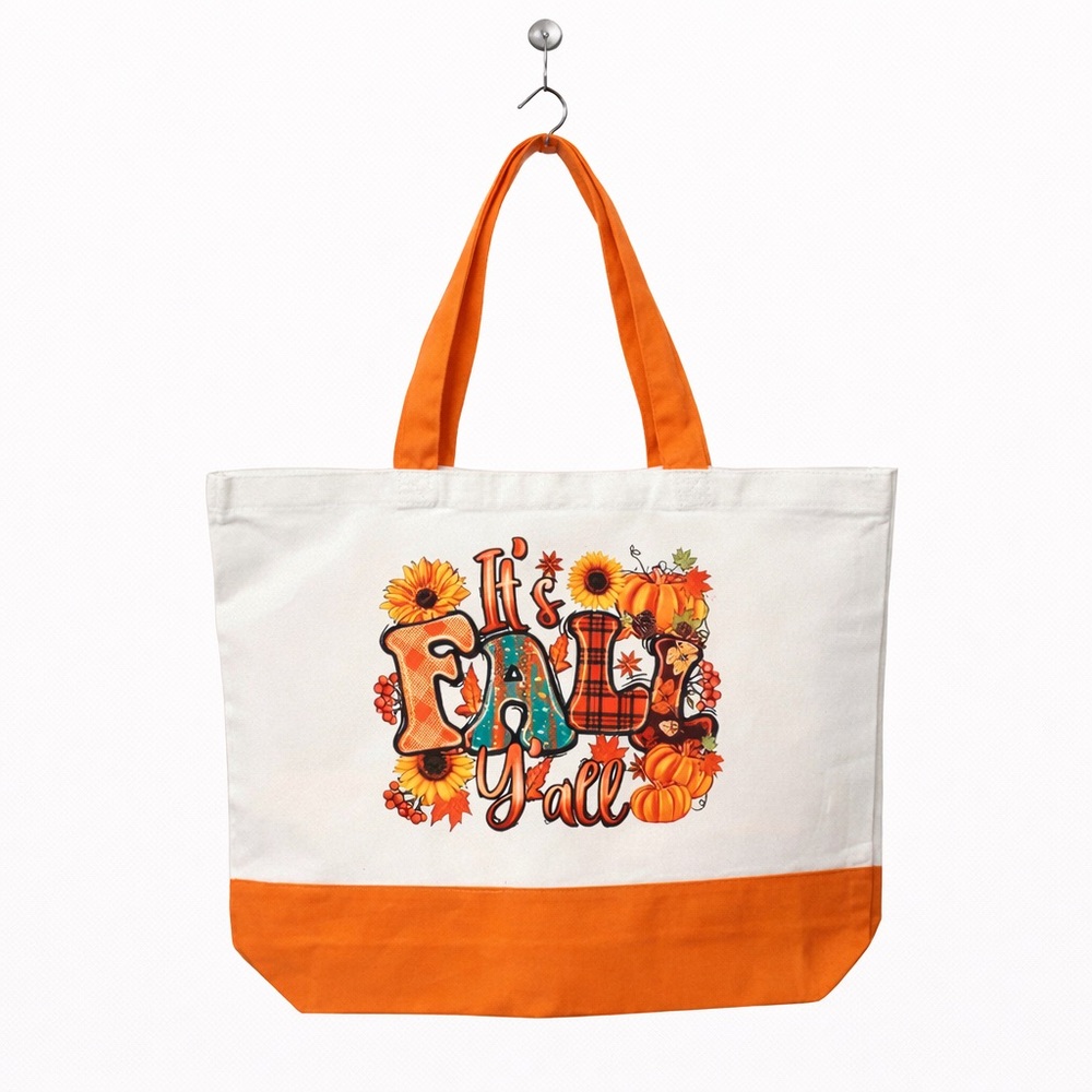 “It’s Fall Y’all” / Fall Canvas Tote Bag - Fall/Autumn Design